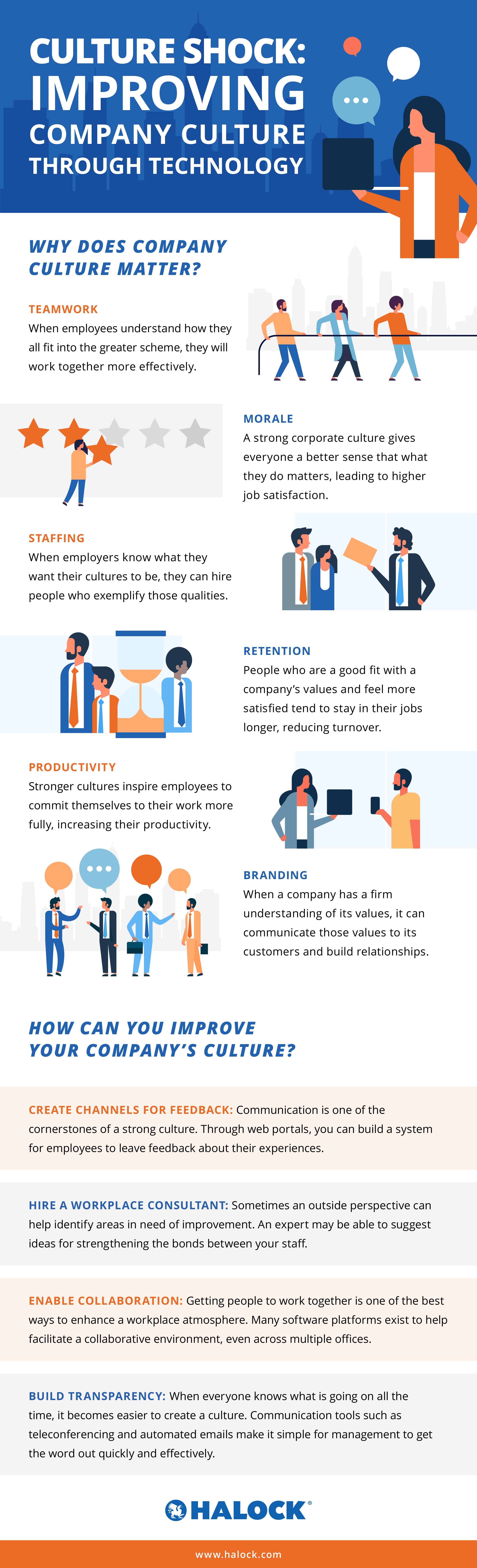 Improving company culture through technology - Infographic