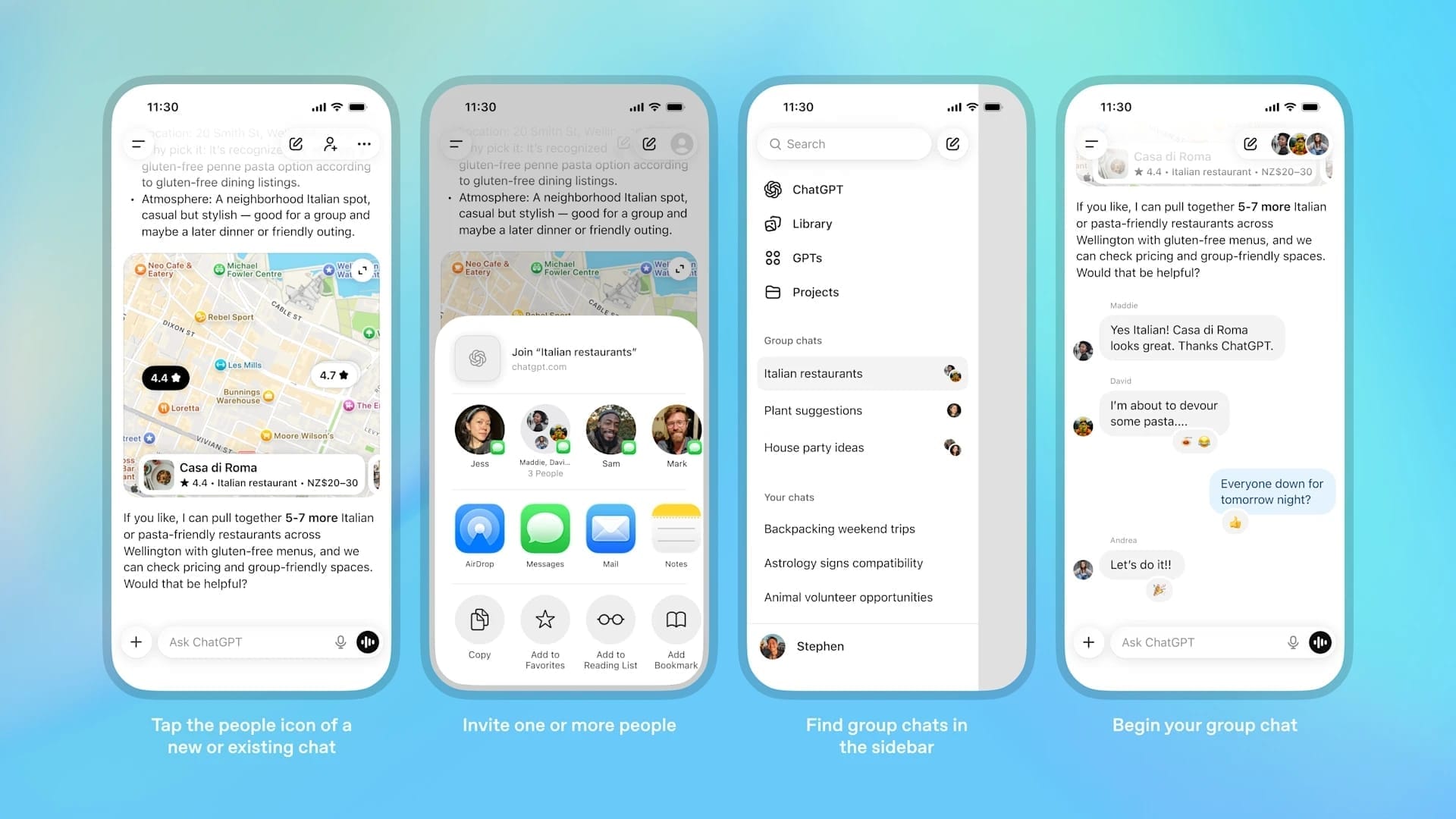 ChatGPT introduces group chats for shared conversations